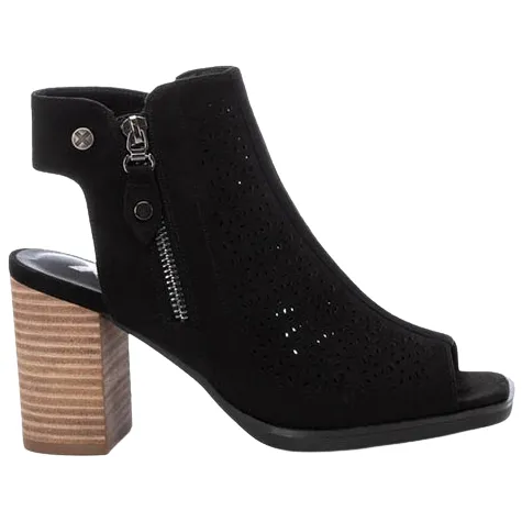 Xti Heels<Ladies Block Heeled Peep Toe Sandals - 142429 - Black