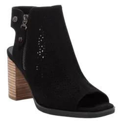 Xti Heels<Ladies Block Heeled Peep Toe Sandals - 142429 - Black