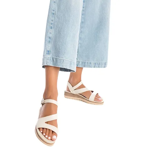 Xti Sandals<Ladies Low Wedge Sandals -142897 - Off White