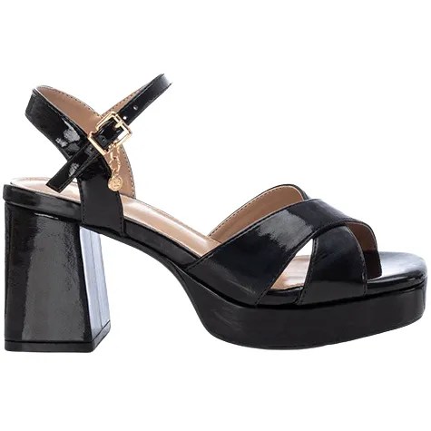 Xti Heels<Ladies Platform Sandals - 142356 - Black Patent