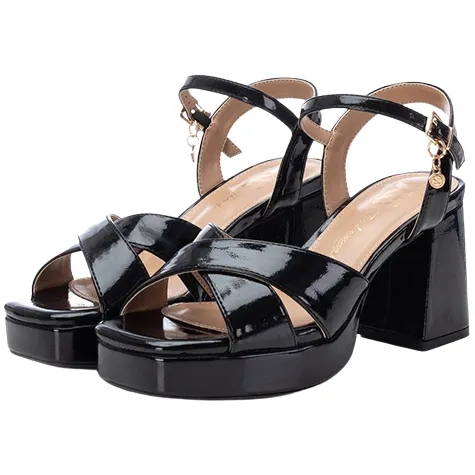 Xti Heels<Ladies Platform Sandals - 142356 - Black Patent
