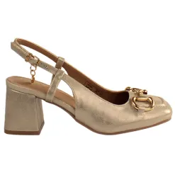 Xti Heels<Ladies Sling Back Shoes - 142343 - Gold