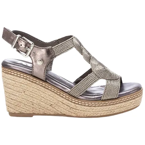 Xti Sandals<Ladies Wedge Sandals - 142320 - Pewter