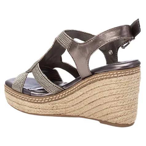 Xti Sandals<Ladies Wedge Sandals - 142320 - Pewter