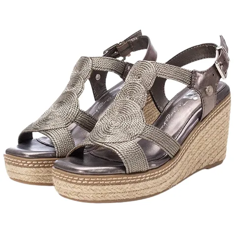Xti Sandals<Ladies Wedge Sandals - 142320 - Pewter