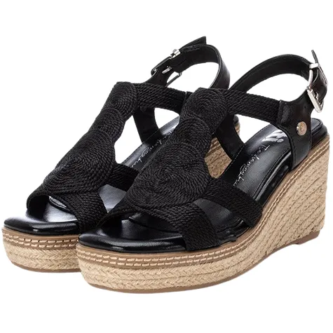 Xti Sandals<Ladies Wedge Sandals - 142320 - Black