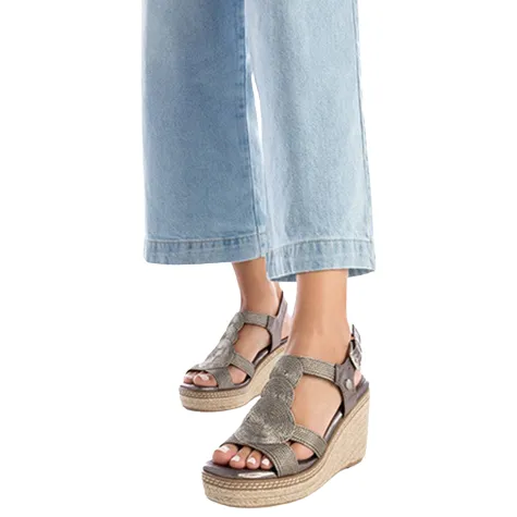 Xti Sandals<Ladies Wedge Sandals - 142320 - Pewter