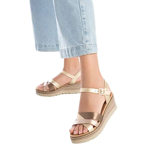 Xti Sandals<Ladies Wedge Sandals - 142883 - Pewter