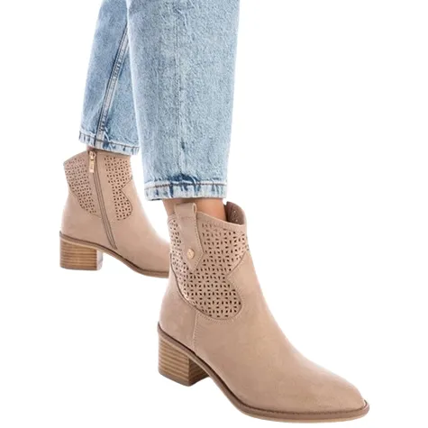 Xti Boots<Ladies Western Ankle Boots - 142259 - Beige