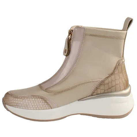 Xti Boots<Ladies Zip Wedge Trainers- 142580 - Beige
