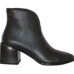 Zanni Boots<Block Heeled Ankle Boots- Aquaba - Black