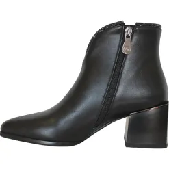 Zanni Boots<Block Heeled Ankle Boots- Aquaba - Black