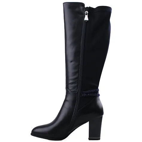 Zanni Boots<Block Heeled Knee Boots - Niseko - Navy