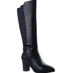 Zanni Boots<Block Heeled Knee Boots - Niseko - Navy