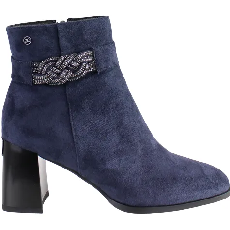 Zanni Boots<Block Heeled Ankle Boots - Guhaina -Navy Suede