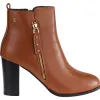 Zanni Boots<Block Heeled Ankle Boots - Tira -Tan