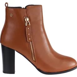 Zanni Boots<Block Heeled Ankle Boots - Tira -Tan