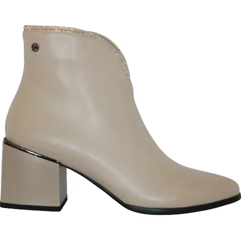 Zanni Boots<Block Heeled Ankle Boots - Aquaba - Beige
