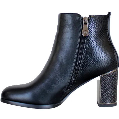 Zanni Boots<Block Heeled Ankle Boots -Hammond- Black