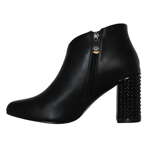 Zanni Boots<Block Heeled Ankle Boots - Leabaib - Black