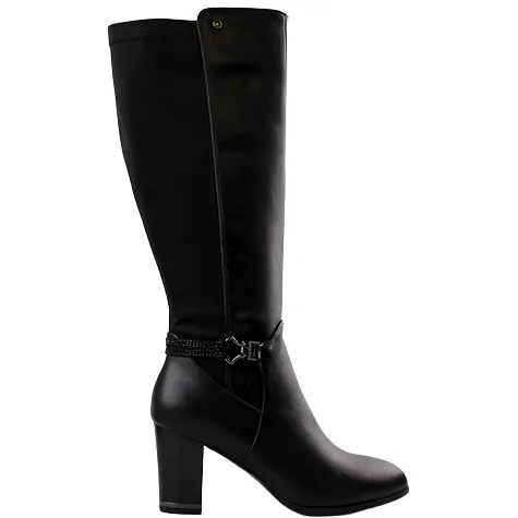 Zanni Boots<Block Heeled Knee Boots - Niseko - Black