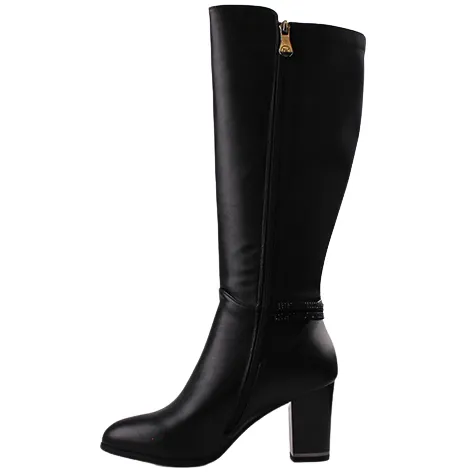 Zanni Boots<Block Heeled Knee Boots - Niseko - Black