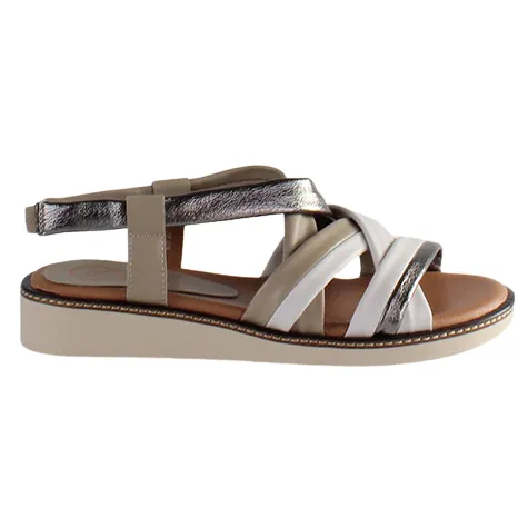 Zanni Sandals<Ladies Low Wedge Sandals - Erbil - White Multi