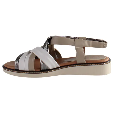 Zanni Sandals<Ladies Low Wedge Sandals - Erbil - White Multi