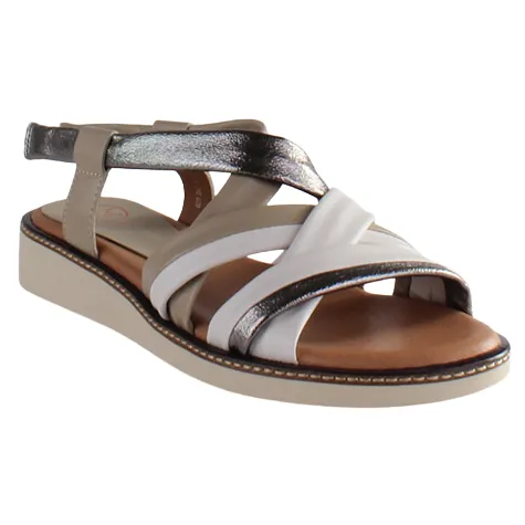 Zanni Sandals<Ladies Low Wedge Sandals - Erbil - White Multi