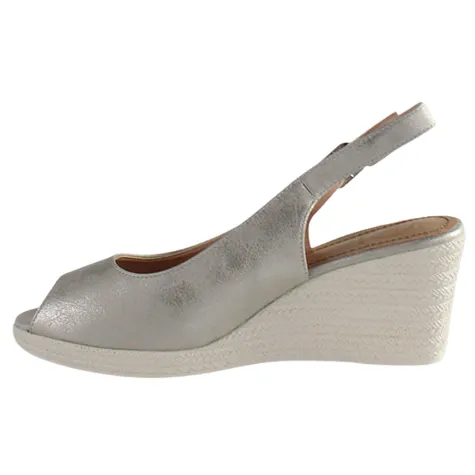 Zanni Sandals<Ladies Wedge Peep Toes -Aryan - Silver