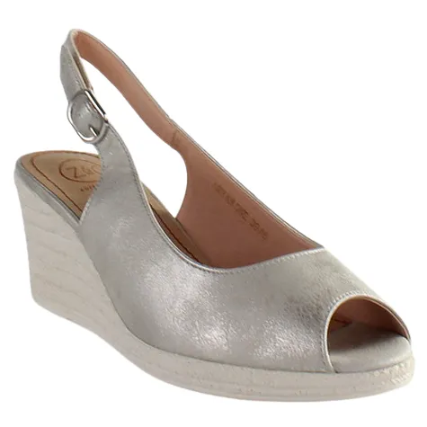 Zanni Sandals<Ladies Wedge Peep Toes -Aryan - Silver