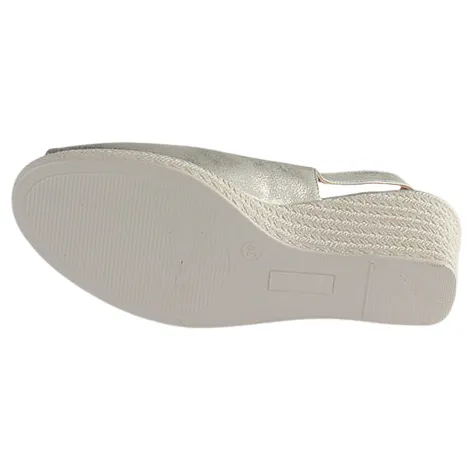 Zanni Sandals<Ladies Wedge Peep Toes -Aryan - Silver